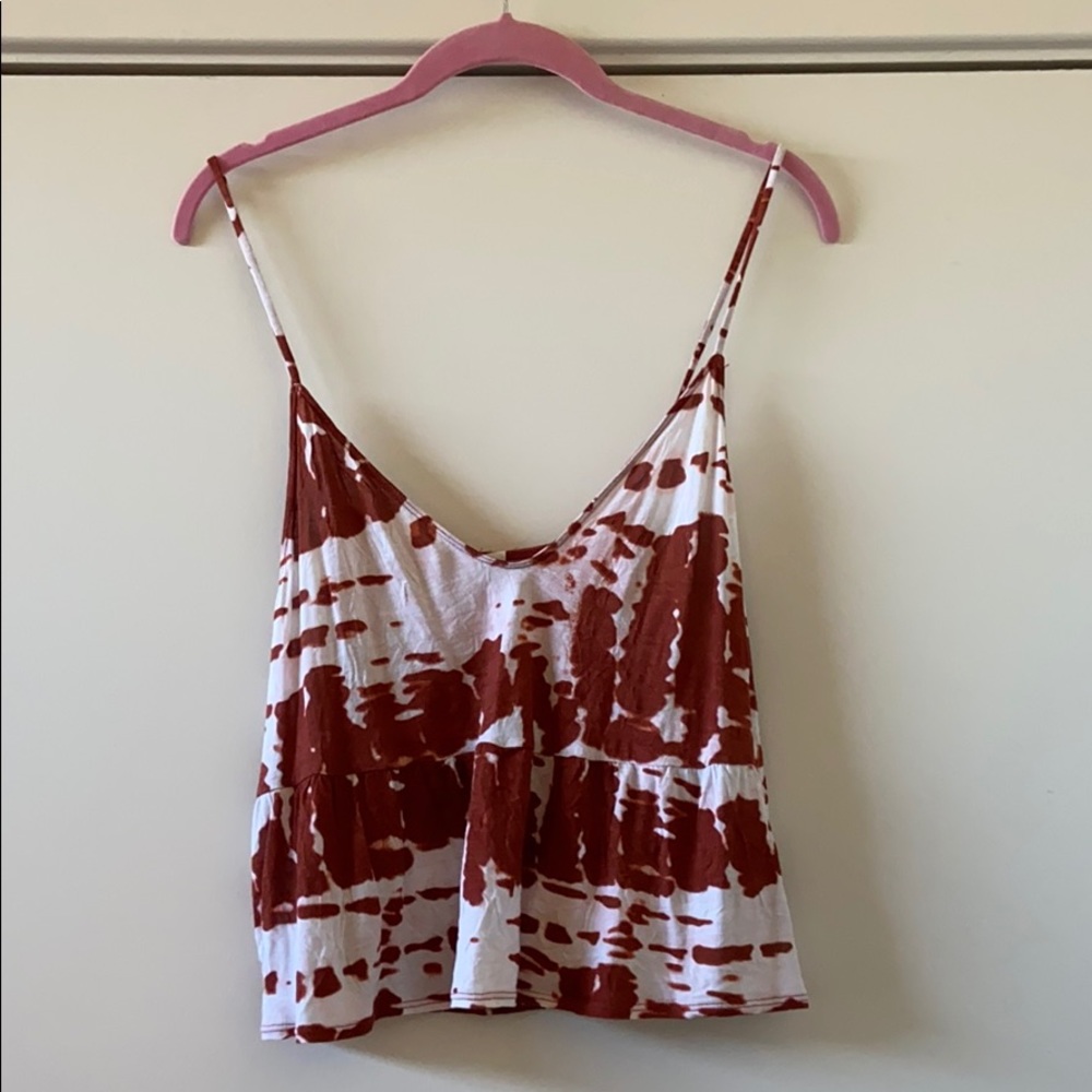 ALO Red Cropped Tie-Dye Tank